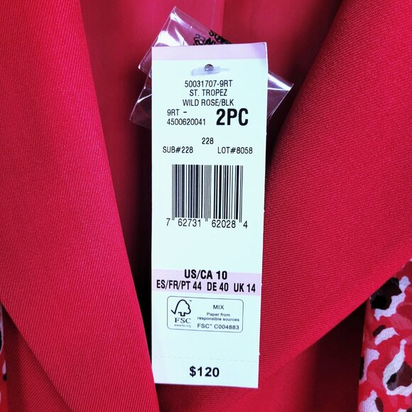 Le Suit Jacket Skirt Suit Womens 10 Pink Black 2PC Business Casual Career Office - Picture 7 of 16